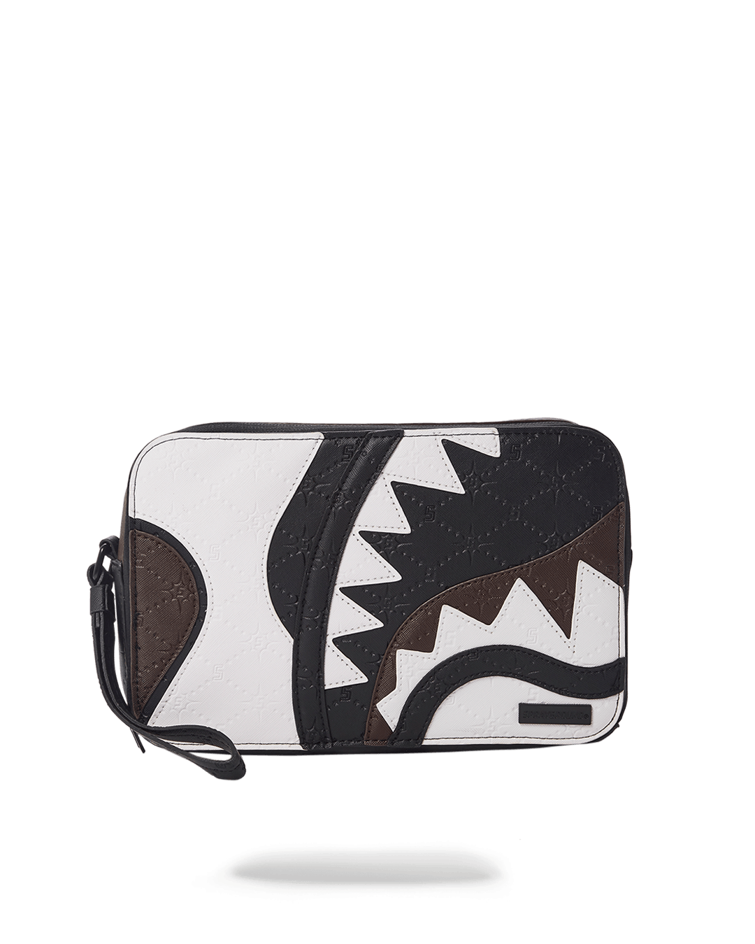 Premium men’s toiletry bag hanging from a hook, packed with grooming essentials
