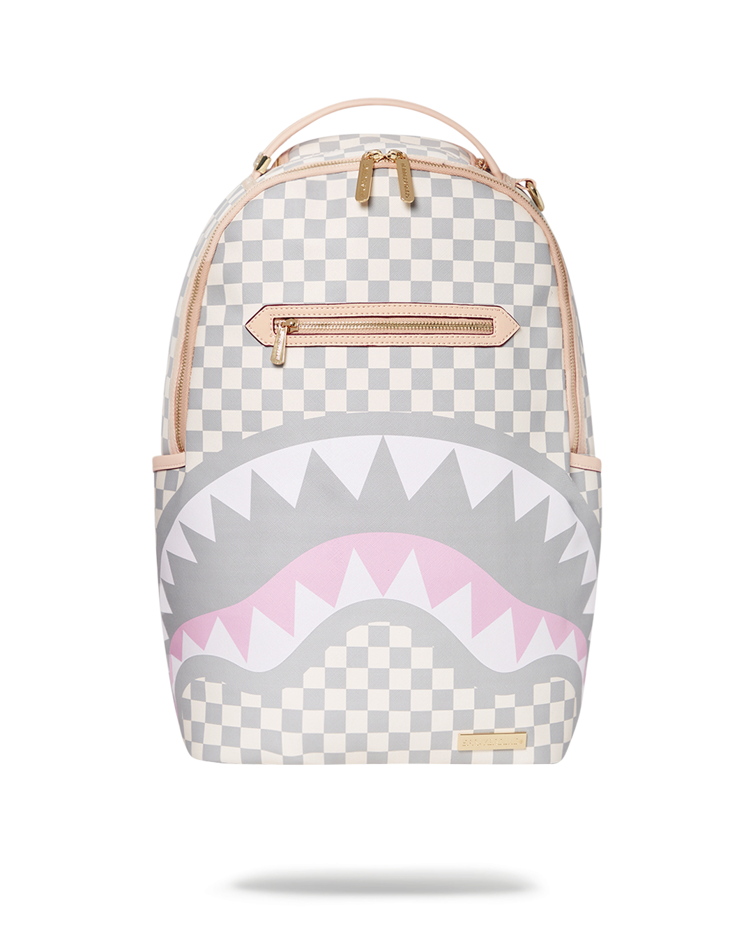 Palais Backpack front view with zippered pockets, worn over a shoulder.