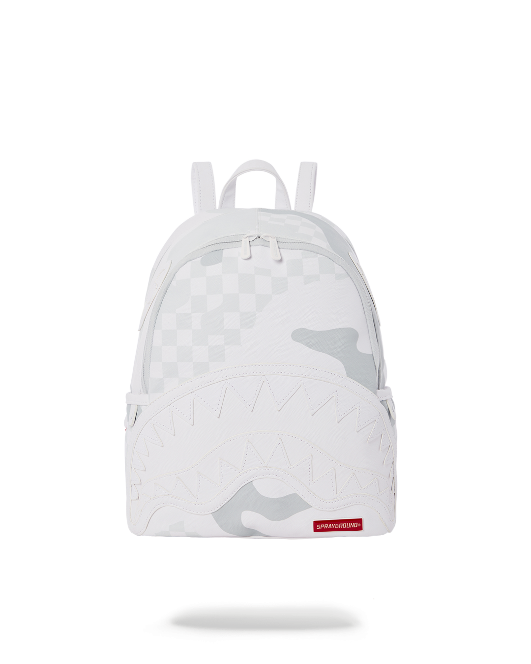 Front view of the Savage Luxe Vegan Leather Backpack highlighting its gold zippers.