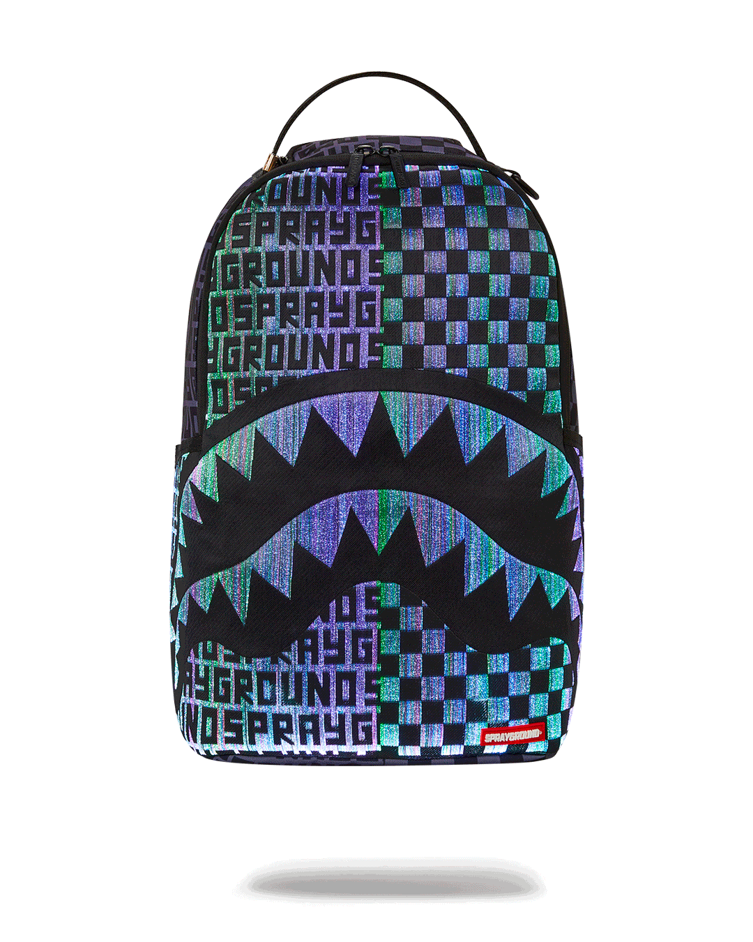 Vera Bradley Lighten Up Backpack illuminated in blue at a city park