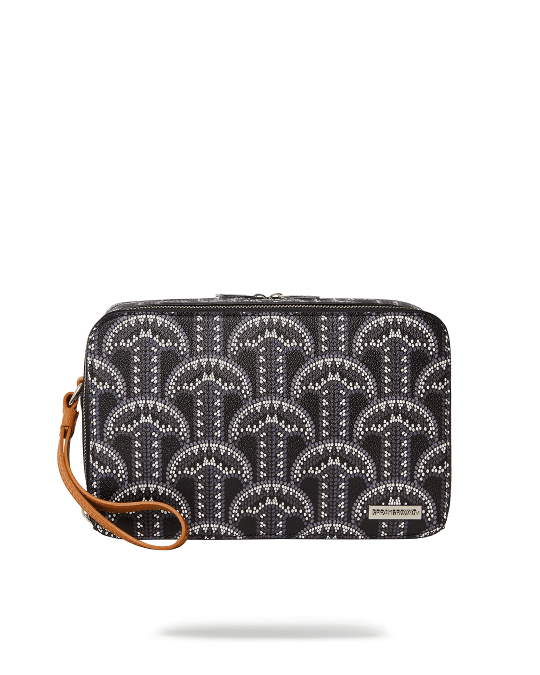 Illuchains travel toiletry bag displaying its exterior with two zippered compartments.