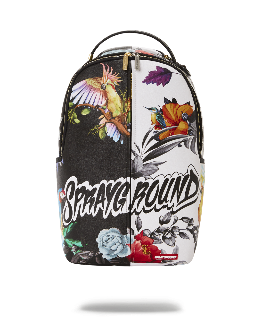Shadow Flight backpack in faux leather, worn over shoulders in urban setting