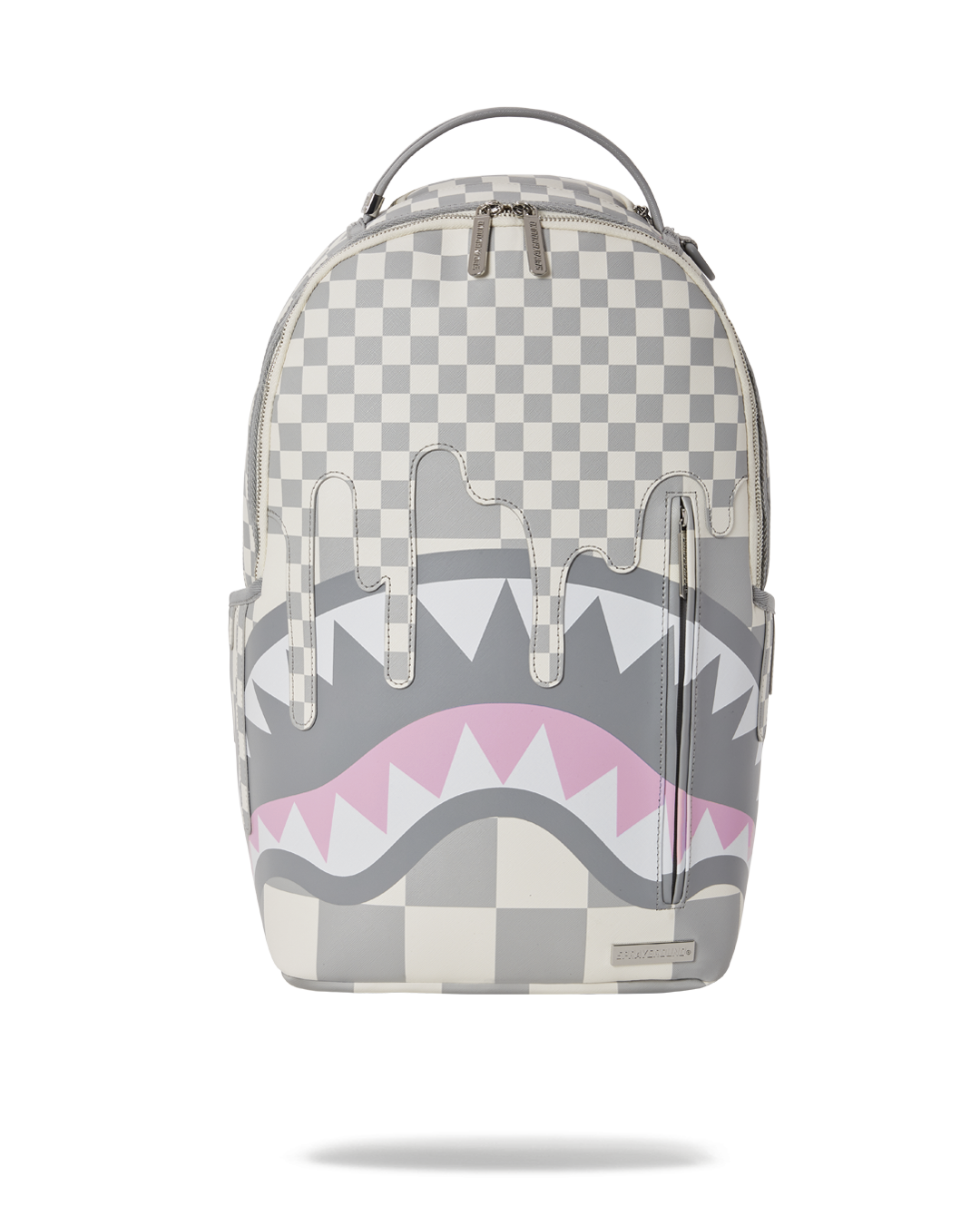 Luxury faux leather backpack with front zipper pocket and side pockets