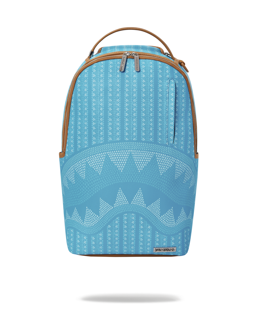 Side view of the turquoise vegan leather backpack, showcasing its ergonomic design and adjustable straps.