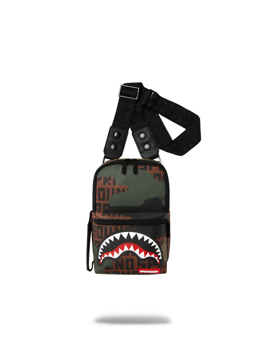 Front view of the Camo Infinity Cross Body Sling Bag with adjustable straps.