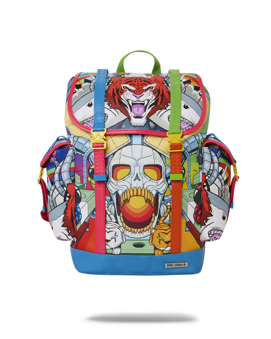 Vegan leather backpack with water-resistant fabric and adjustable straps, viewed from the front.