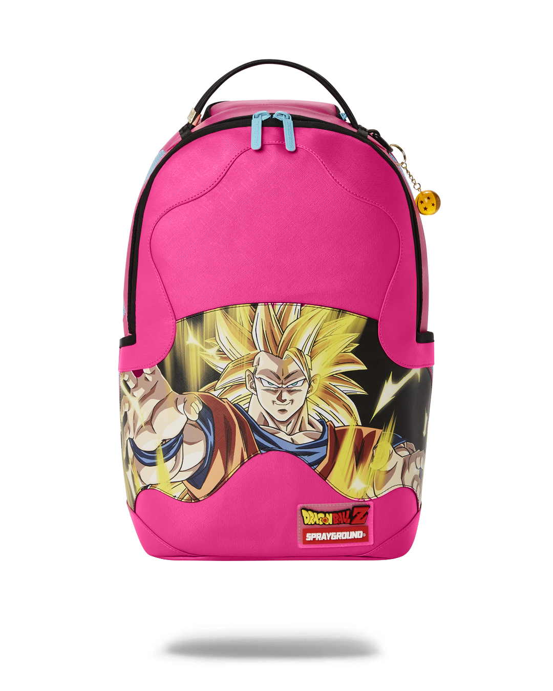 Sprayground DLXV faux leather backpack front view with zippered pockets
