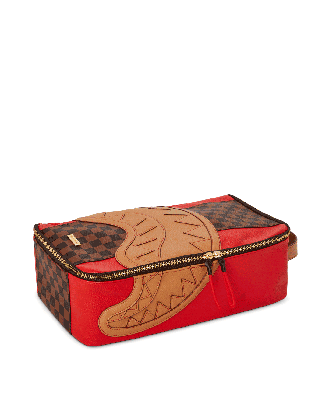 Front view of the water-resistant travel shoe bag with top handle and zipper closure