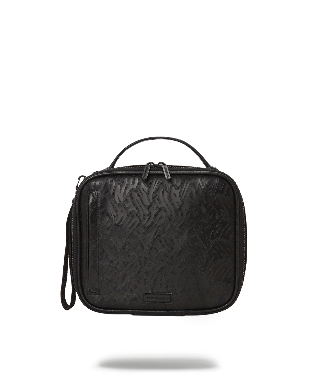 Insulated travel snack pack with gold zippers and top handle.