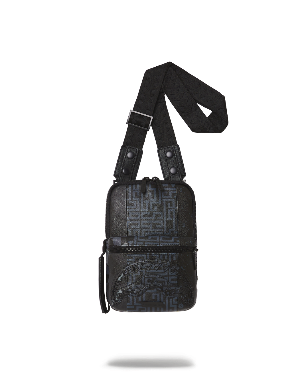 Front view of the Trilogy crossbody shoulder bag showing zipper pocket and straps.