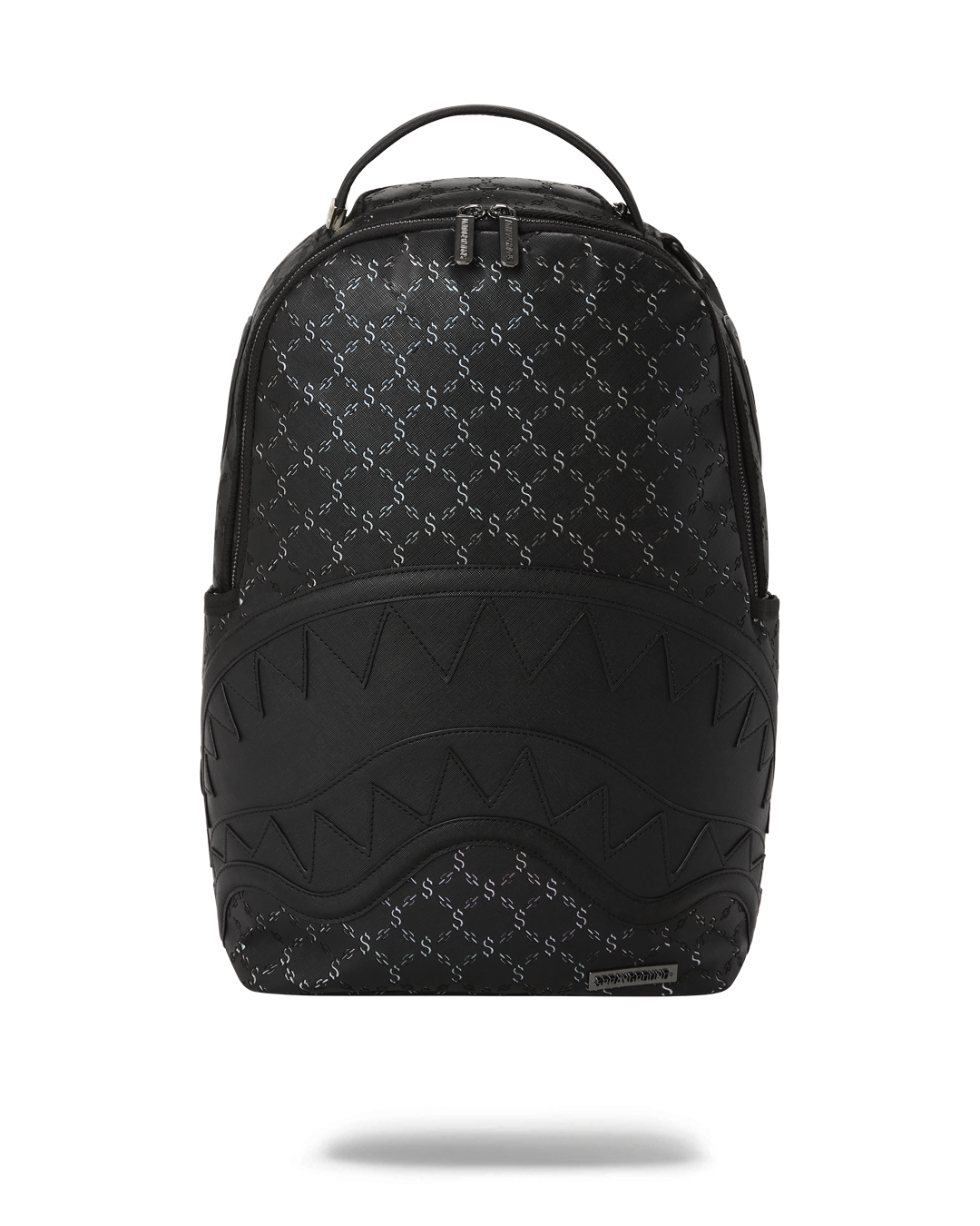 Front view of the chic faux leather laptop backpack showcasing its stylish design.