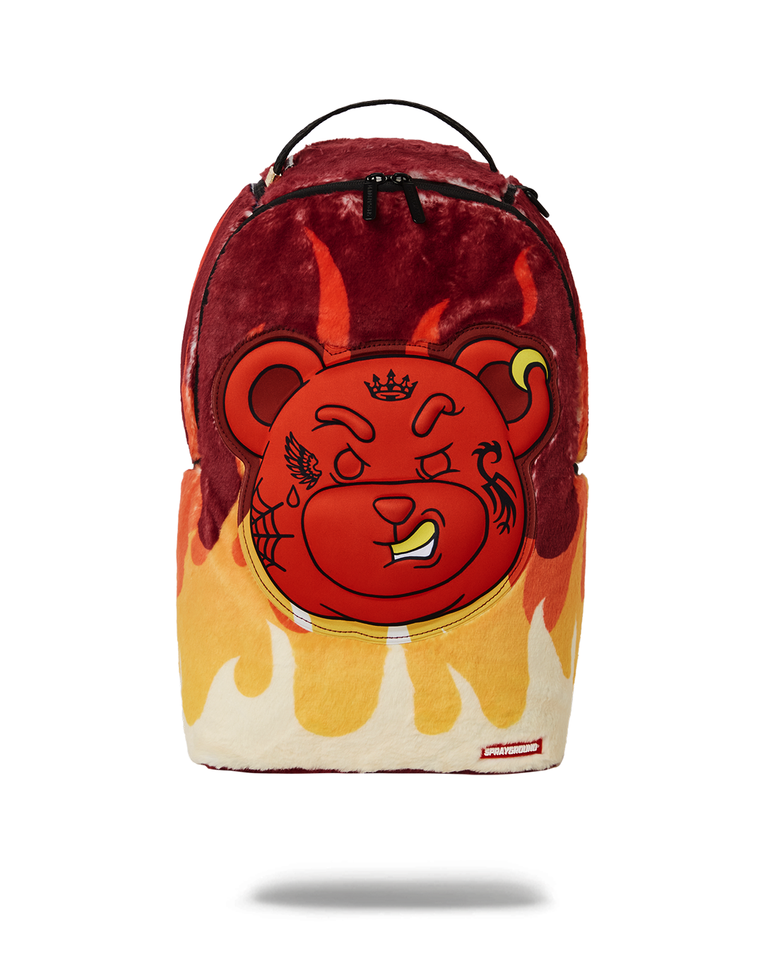 Diablo Velour Fur Backpack with character face design, perfect for trendy outings.