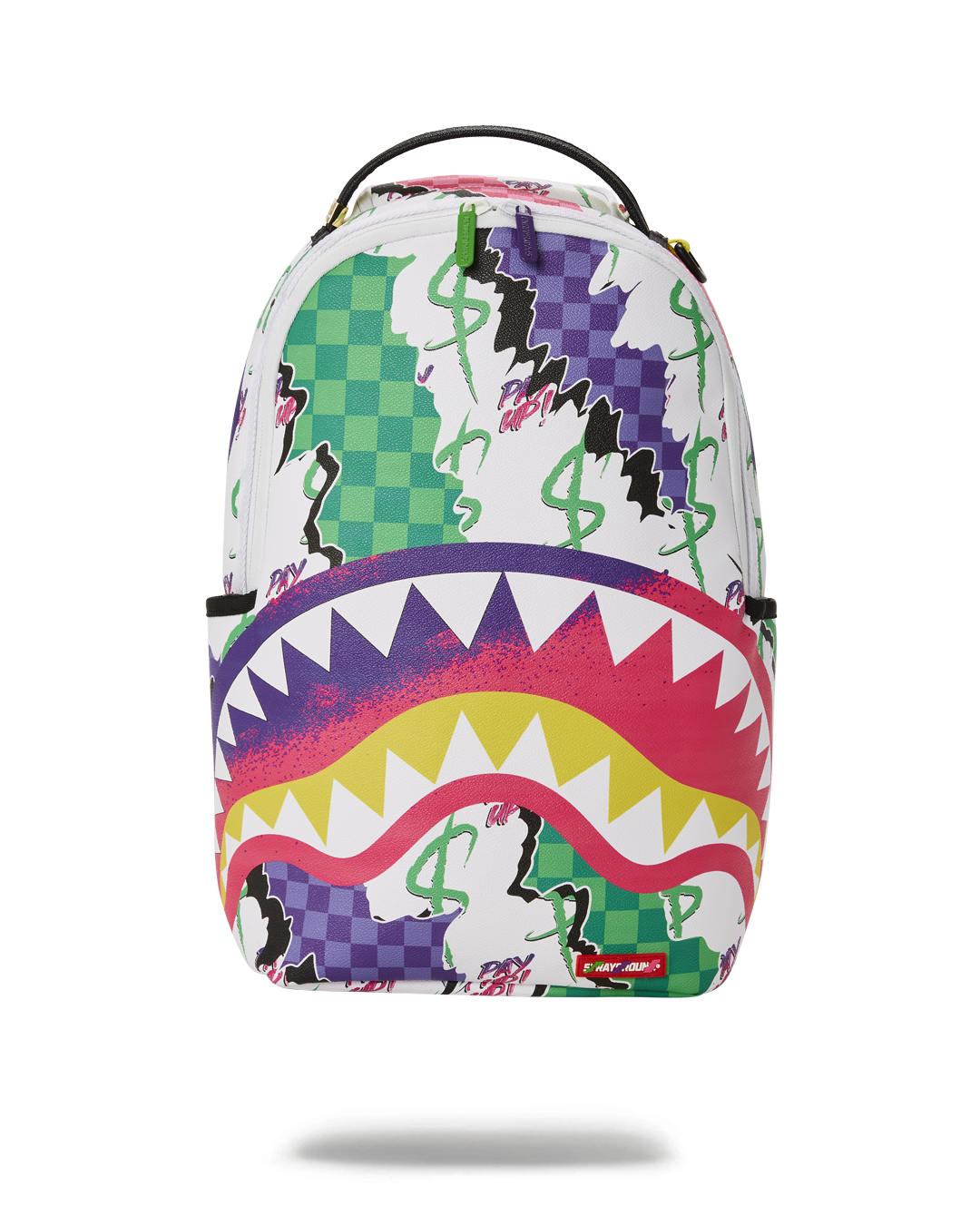 Dreamy Technicolor Faux Leather Backpack front view with multiple pockets