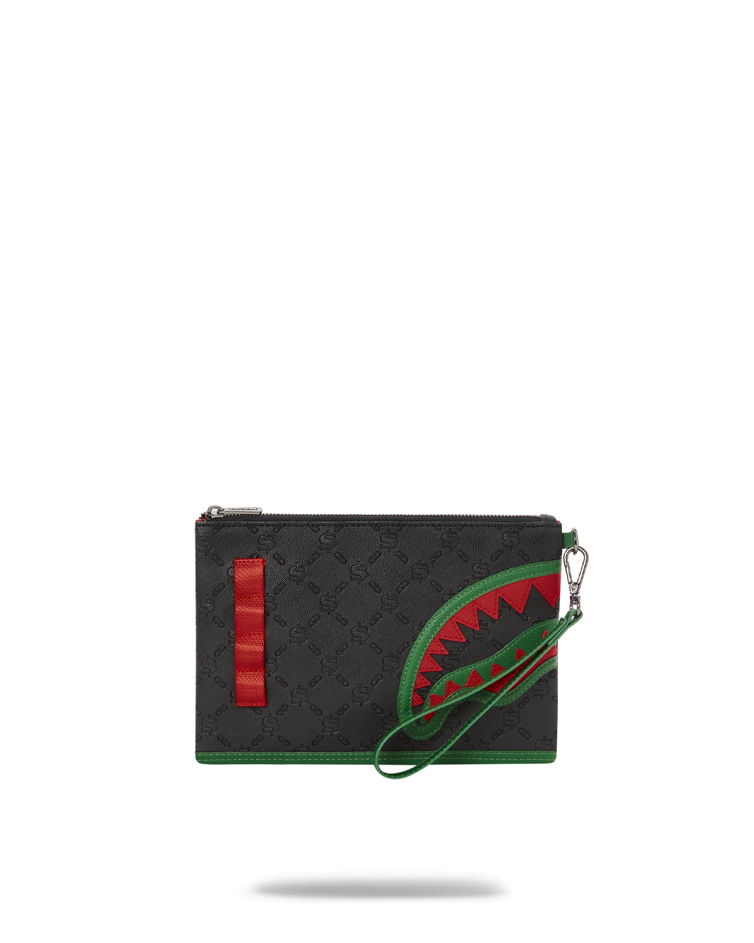 Elegant faux leather crossbody clutch in stylish black, shown in hand.