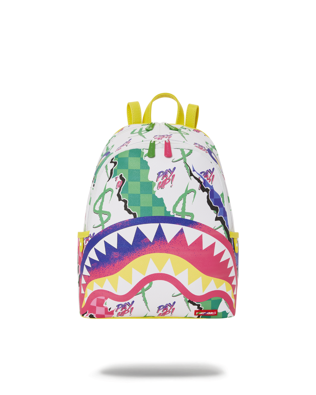 Front view of the Dreamy Faux Leather Backpack showcasing gold zippers.