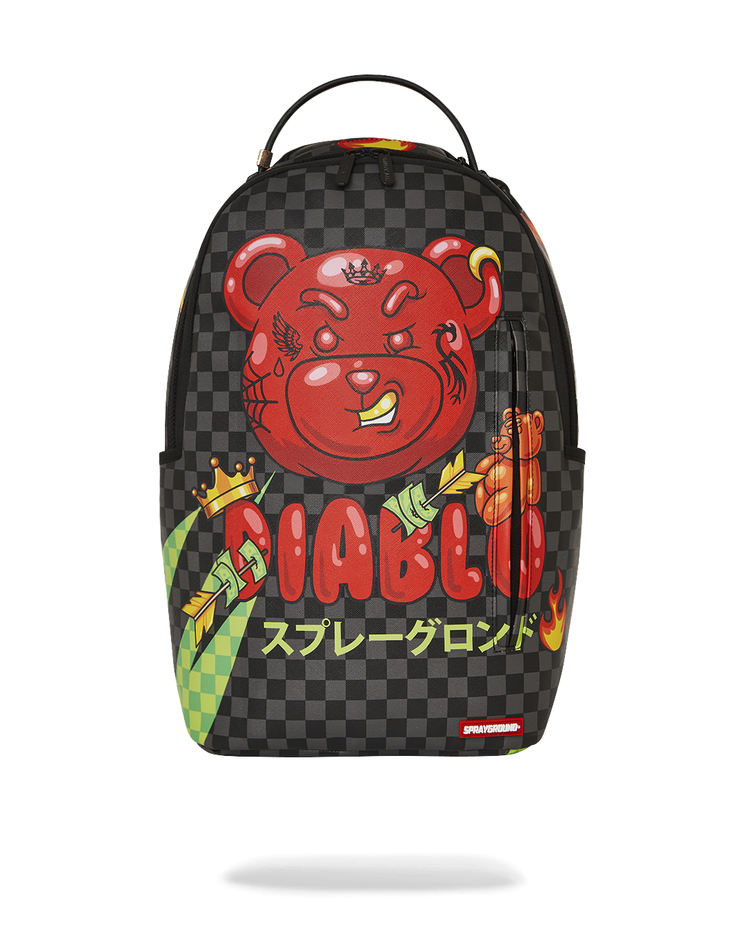 Diablo backpack worn crossbody, showcasing side pockets and luggage sleeve