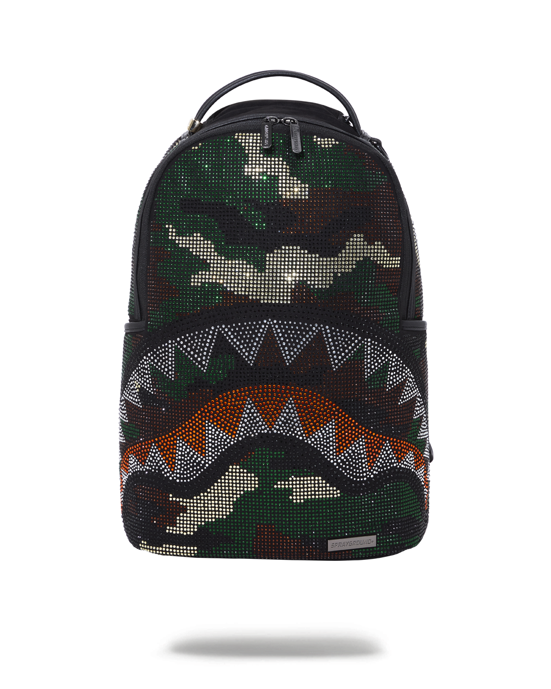 Trinity Camo backpack open to show interior organization