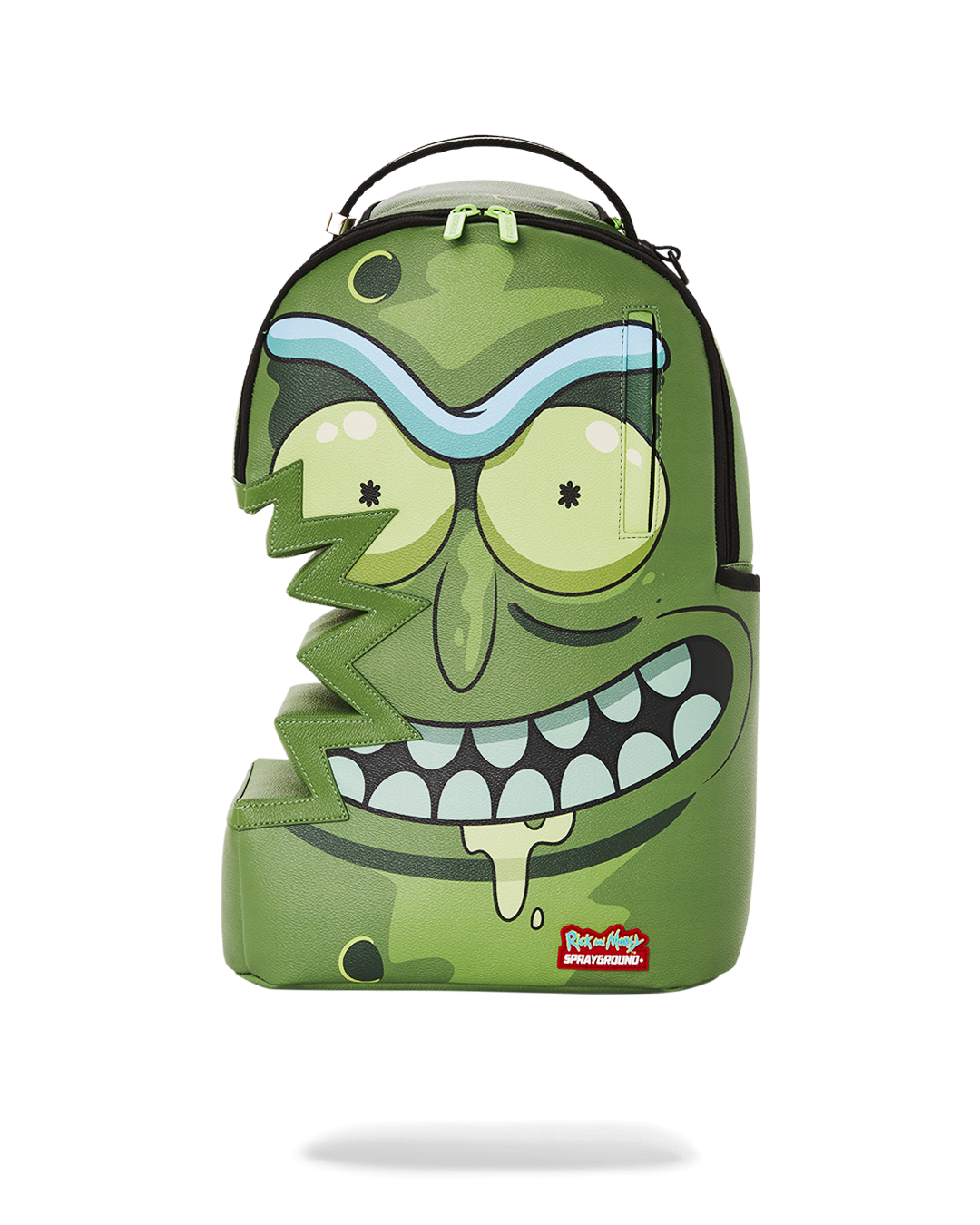 Rick and Morty Sprayground Backpack with front zipper pocket and side pockets