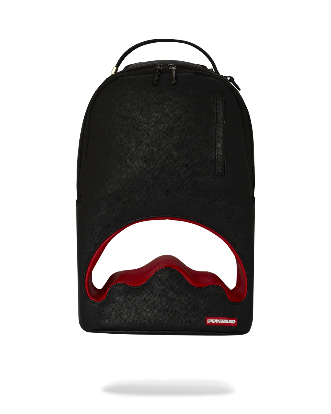 Faux leather laptop backpack with front zipper pocket and side pockets