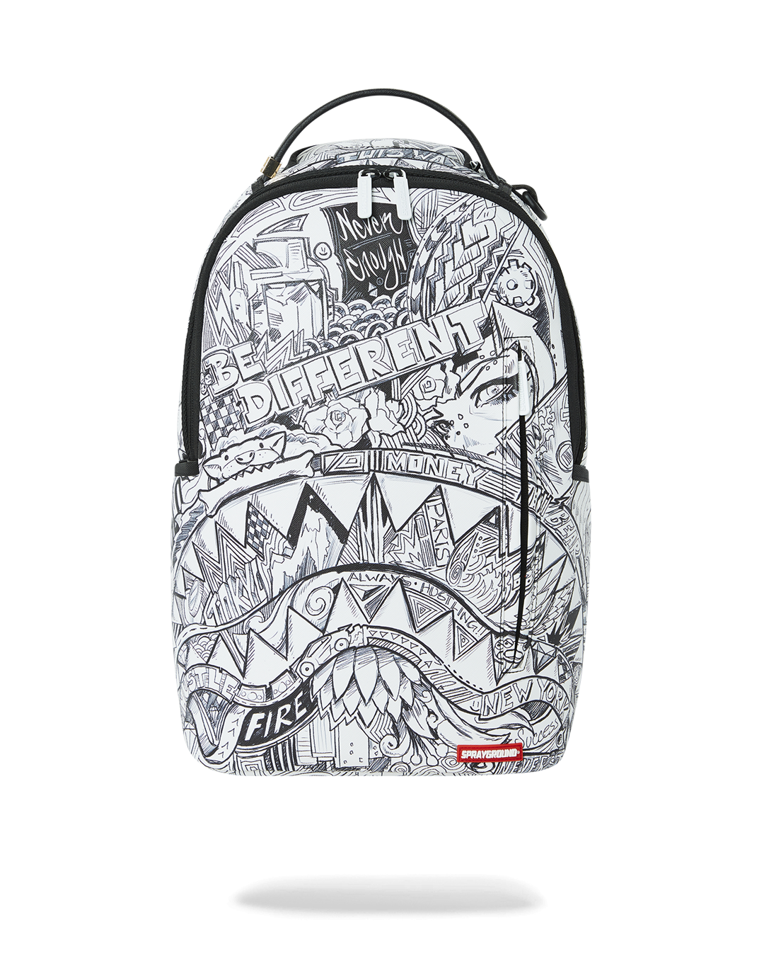 MAD DOODLES Faux Leather Backpack front view with multiple pockets