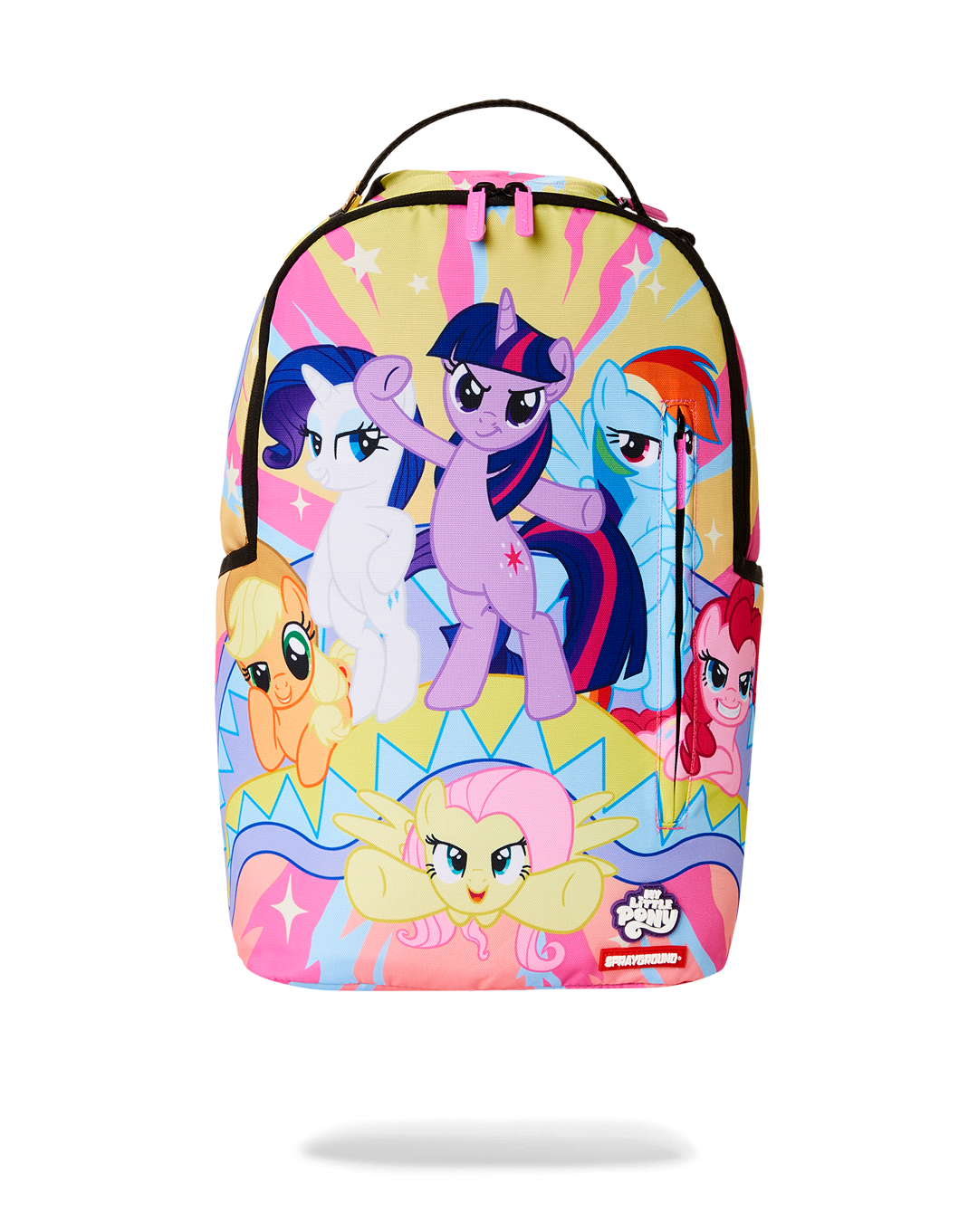 My Little Pony Shark Squad Sprayground backpack pink front view