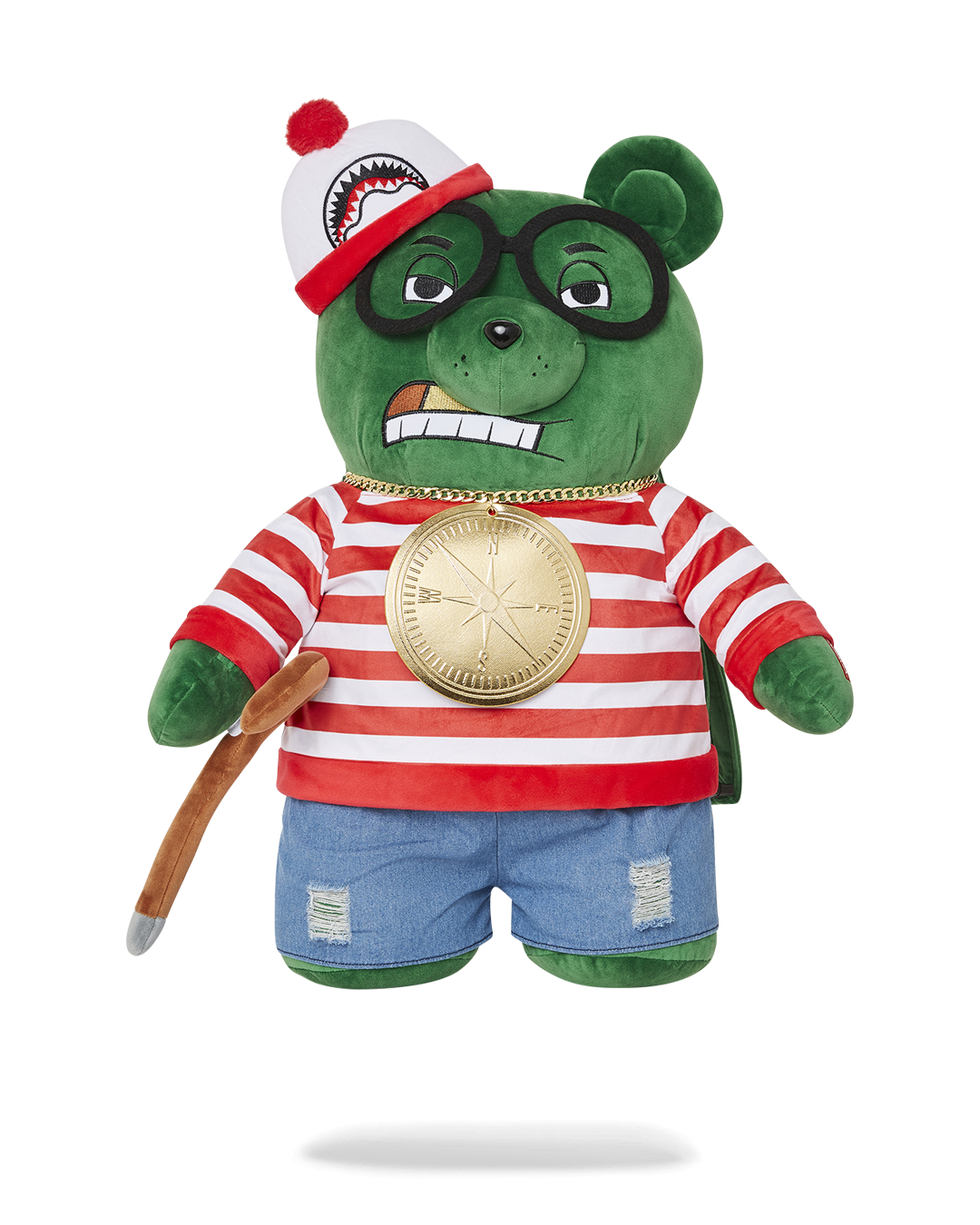 Sprayground Teddy Bear Backpack front view with zippered pockets