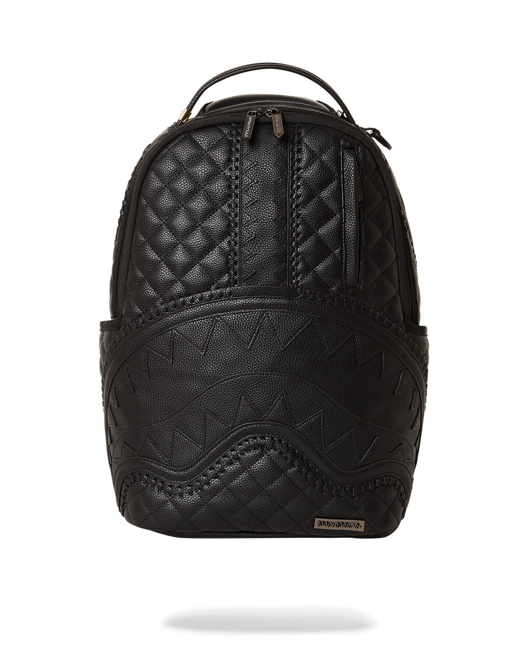 Riviera Luxe leather laptop backpack showing front view with zipper pocket.