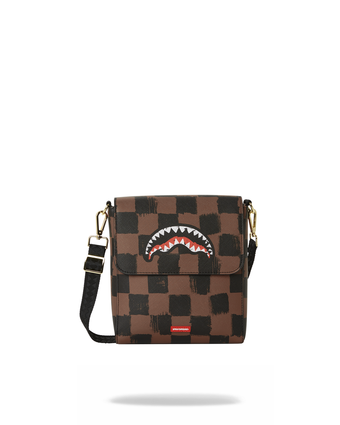 Sharks in Paris faux leather sling bag front view with zipper details