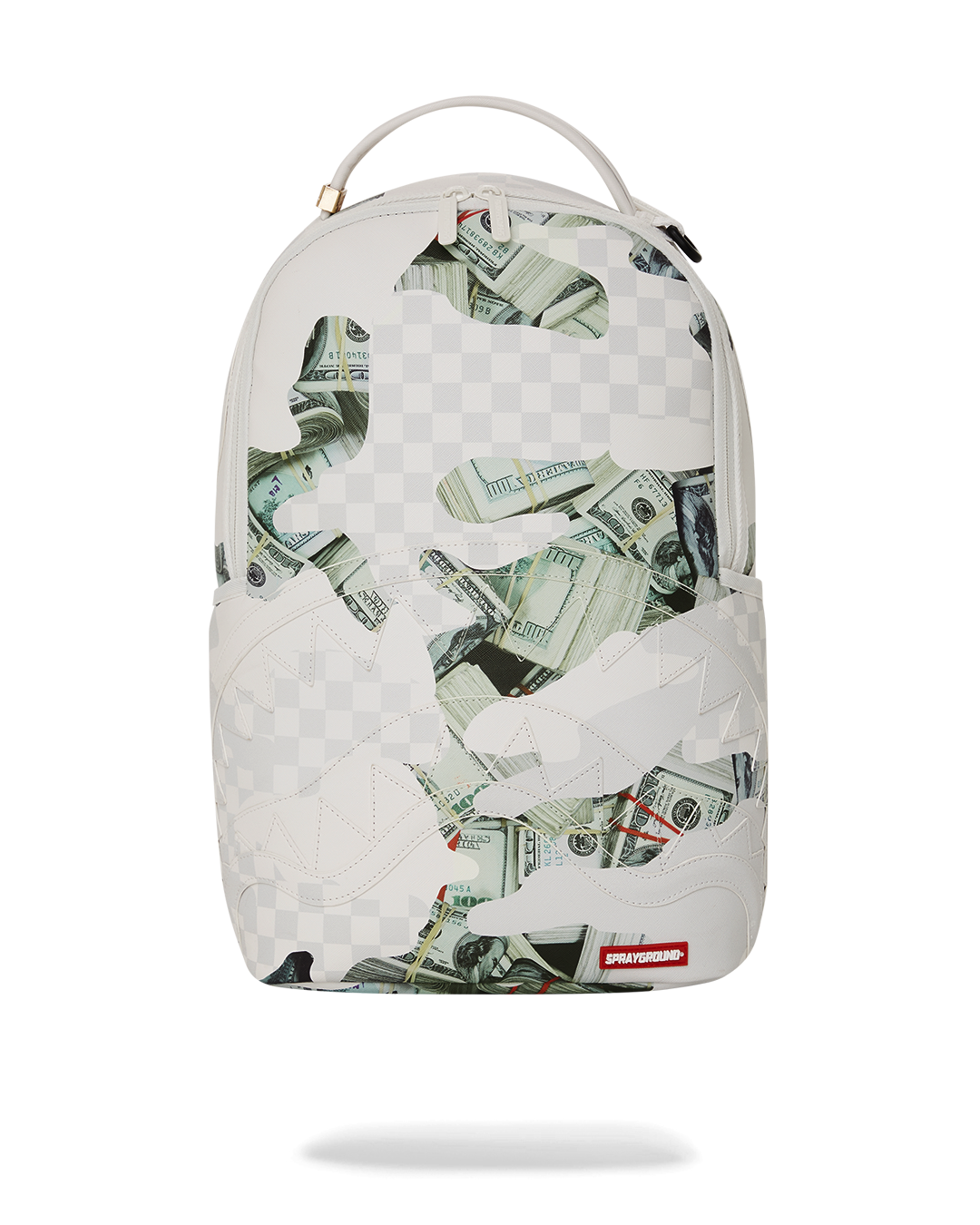 Peak Design Travel Backpack front view, showcasing faux leather material and gold zippers.