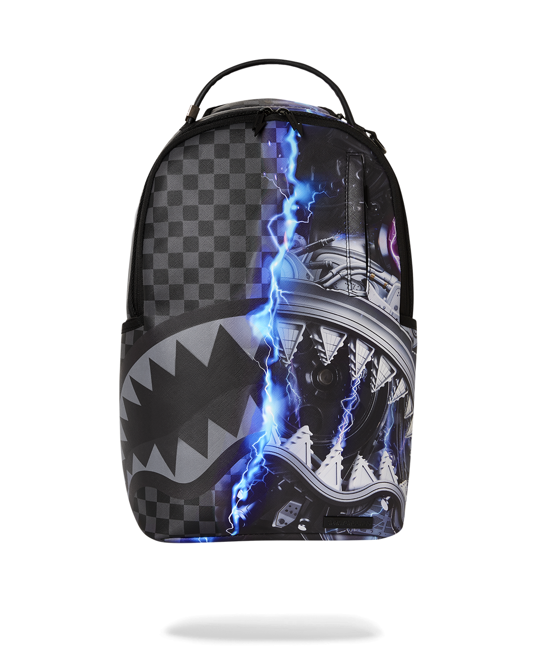 Undercurrent faux leather backpack open, showing laptop compartment and pockets