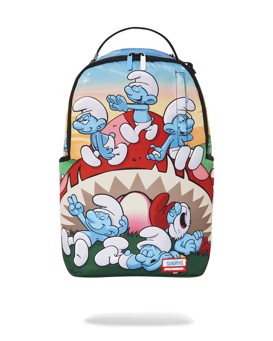 Smurfs backpack with clear design and multiple storage pockets