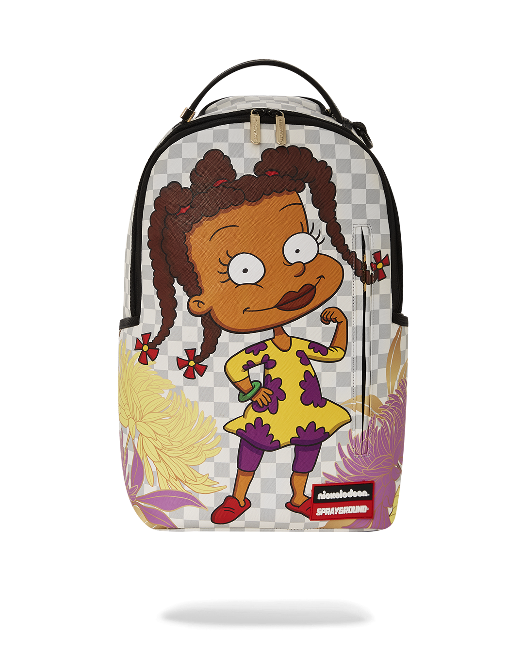 Sprayground Susie Garden faux leather backpack front view with front zipper pocket