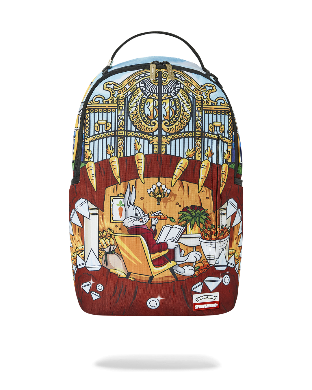 Looney Tunes backpack front view with zipper pockets