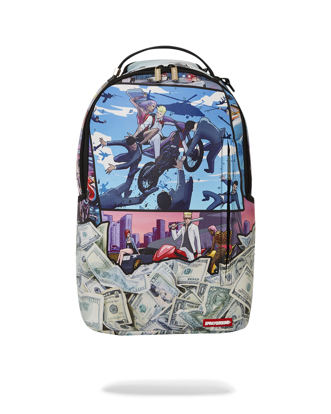 Peak Design Travel Backpack - front view with faux leather exterior and gold zippers