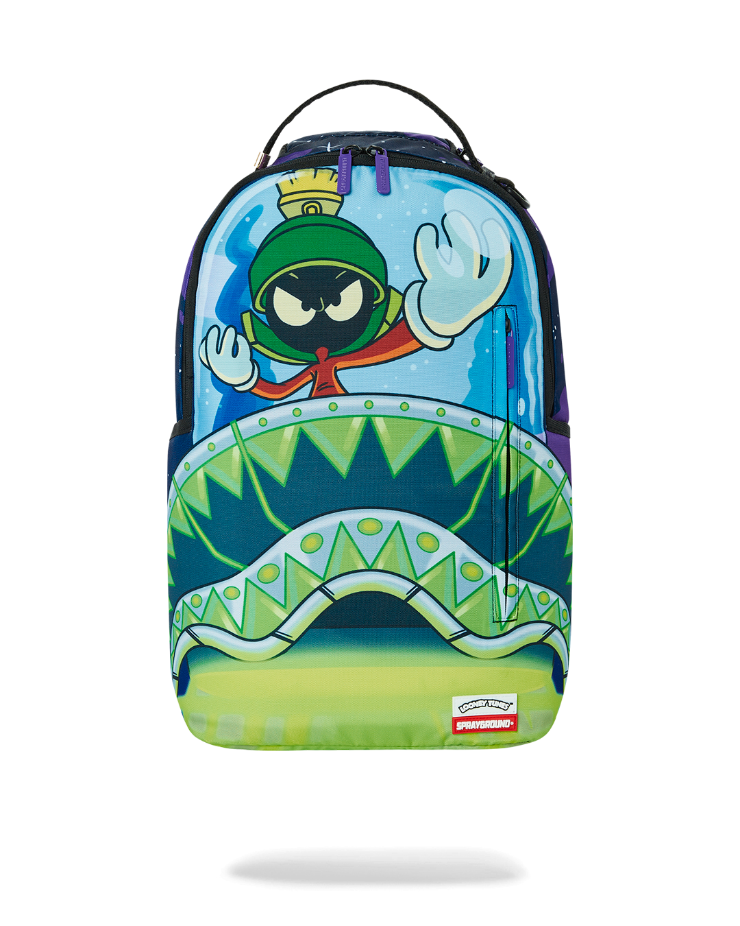 Front view of the Fearless Leader Marvin the Martian backpack with vibrant graphics.