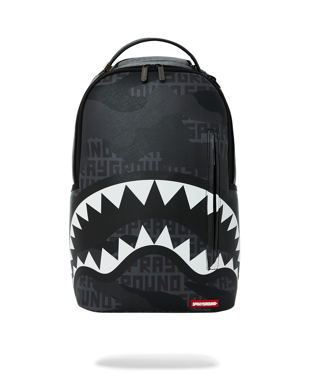 Designer faux leather backpack with front zipper pocket and side pockets, ideal for travel or daily use.