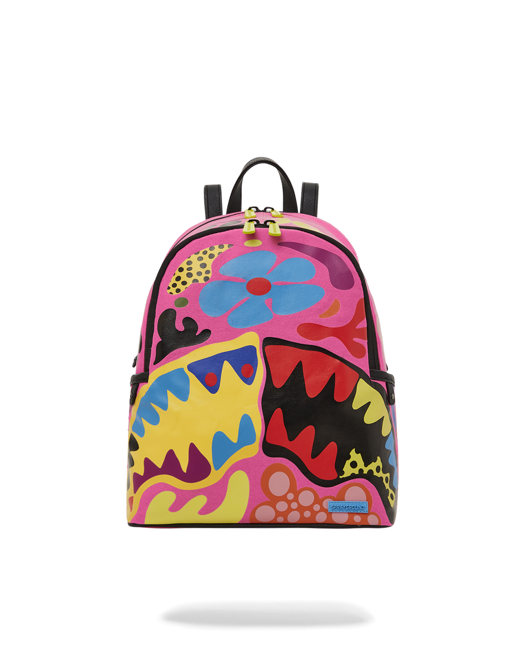 Front view of Psychedelic Voyage Savage Backpack showcasing bold artwork.