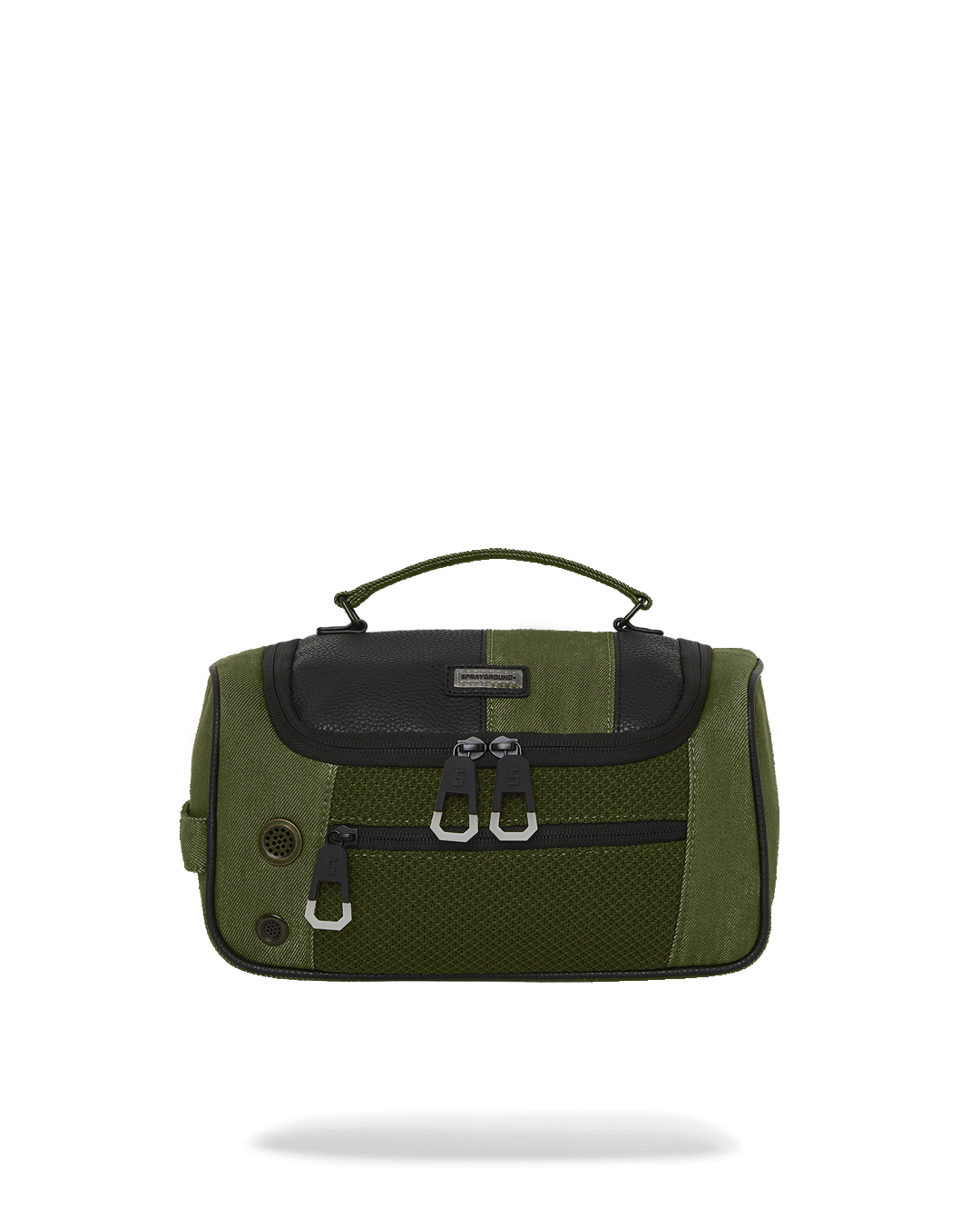 Front view of the elite tactical travel toiletry bag showing zippered compartments.