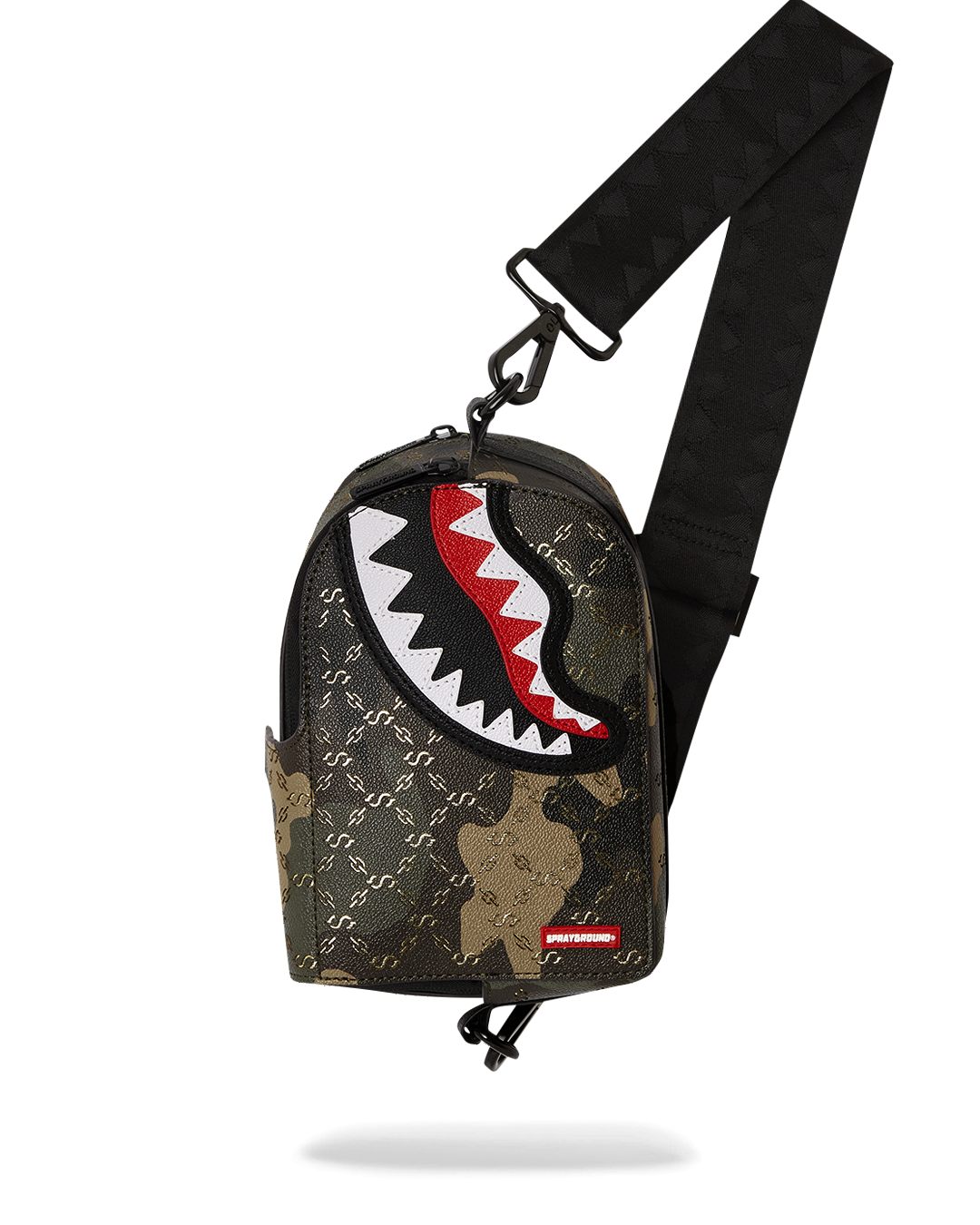 Blazin' Camo Sling Bag worn on the front, ideal for easy access.