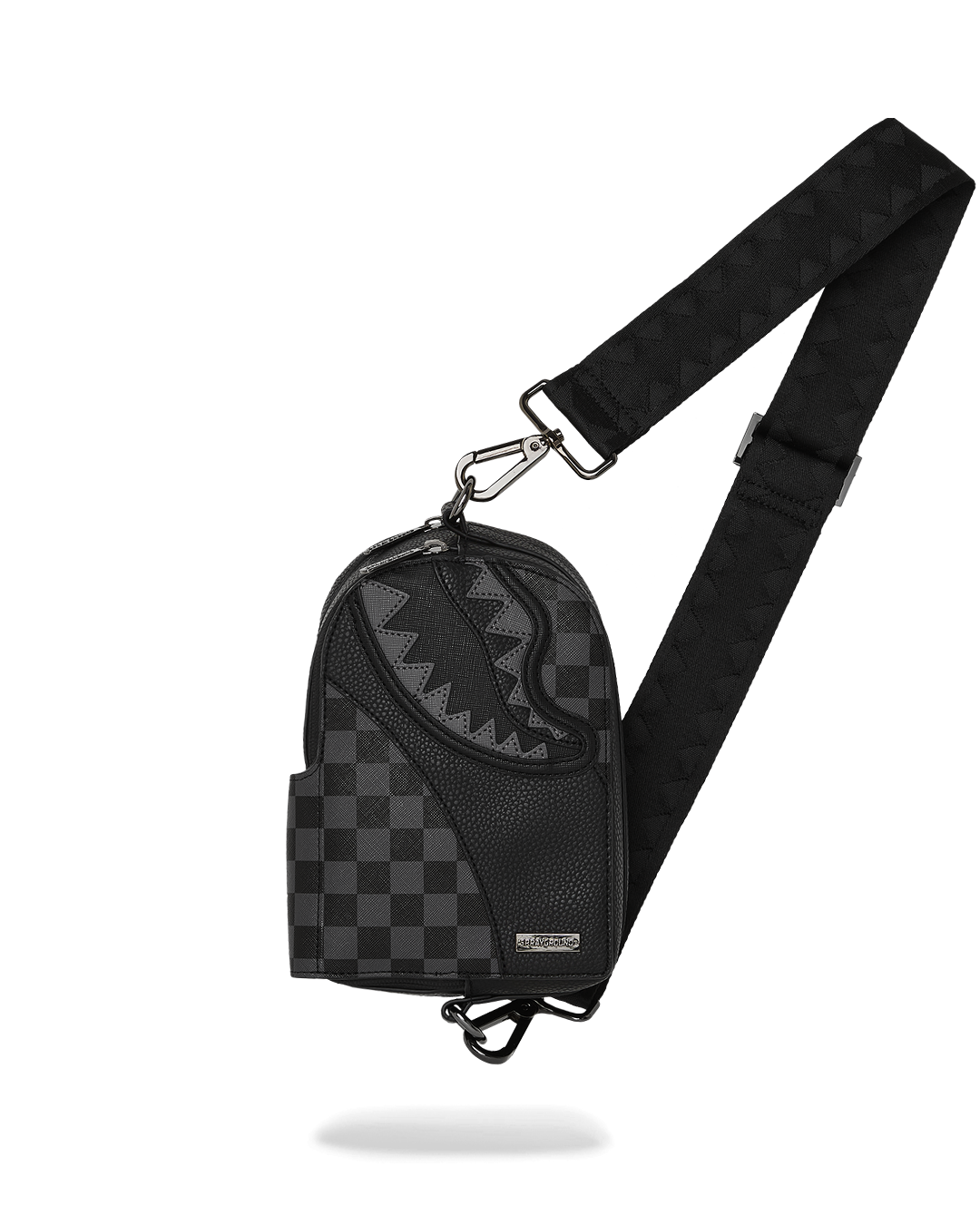 Front view of the faux leather crossbody sling bag with adjustable strap