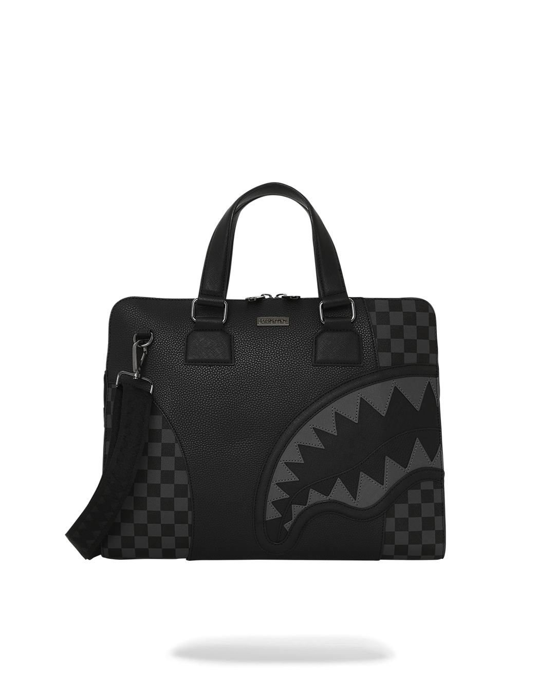 Leather backpack purse from a side angle, perfect for travel.