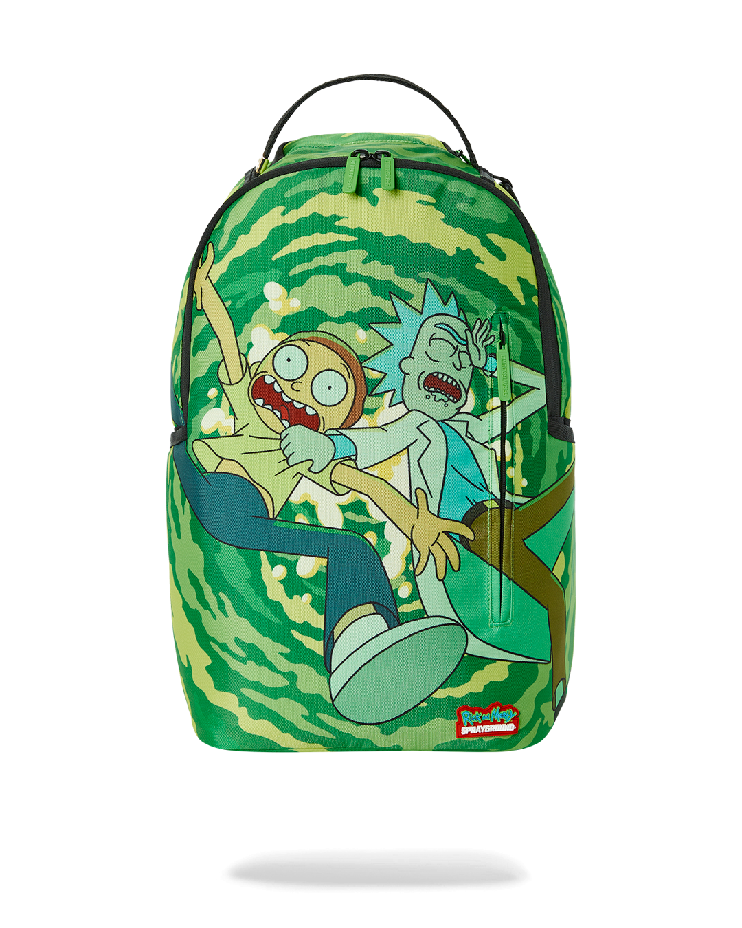 Front view of Sprayground Portal Shark Backpack with shark mouth design