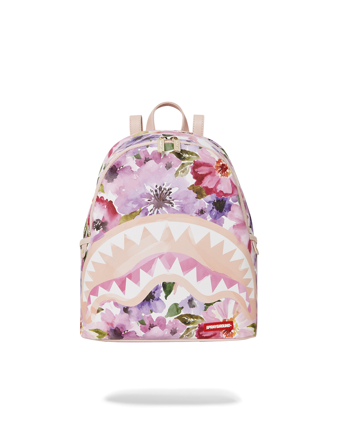 Faux leather backpack with spacious main compartments and gold zippers