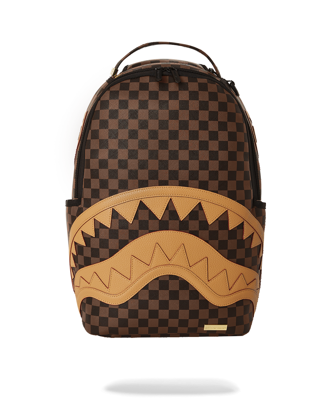 Sharks in Paris Henny faux leather backpack front view with zipper pockets