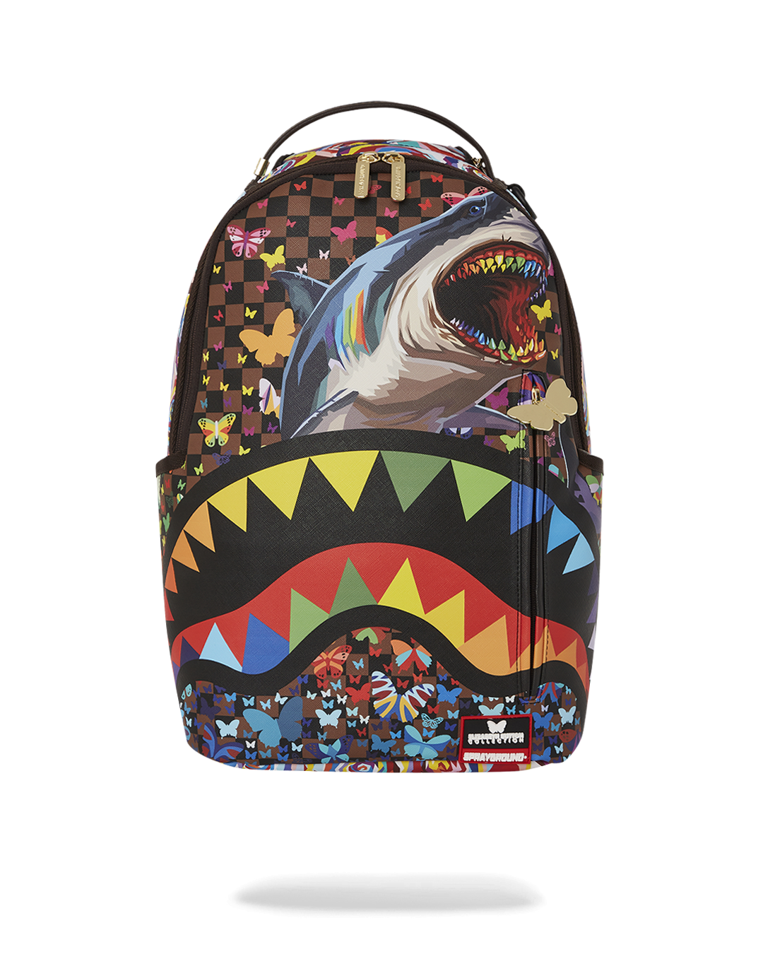 Sutton faux leather backpack front view with zipper details