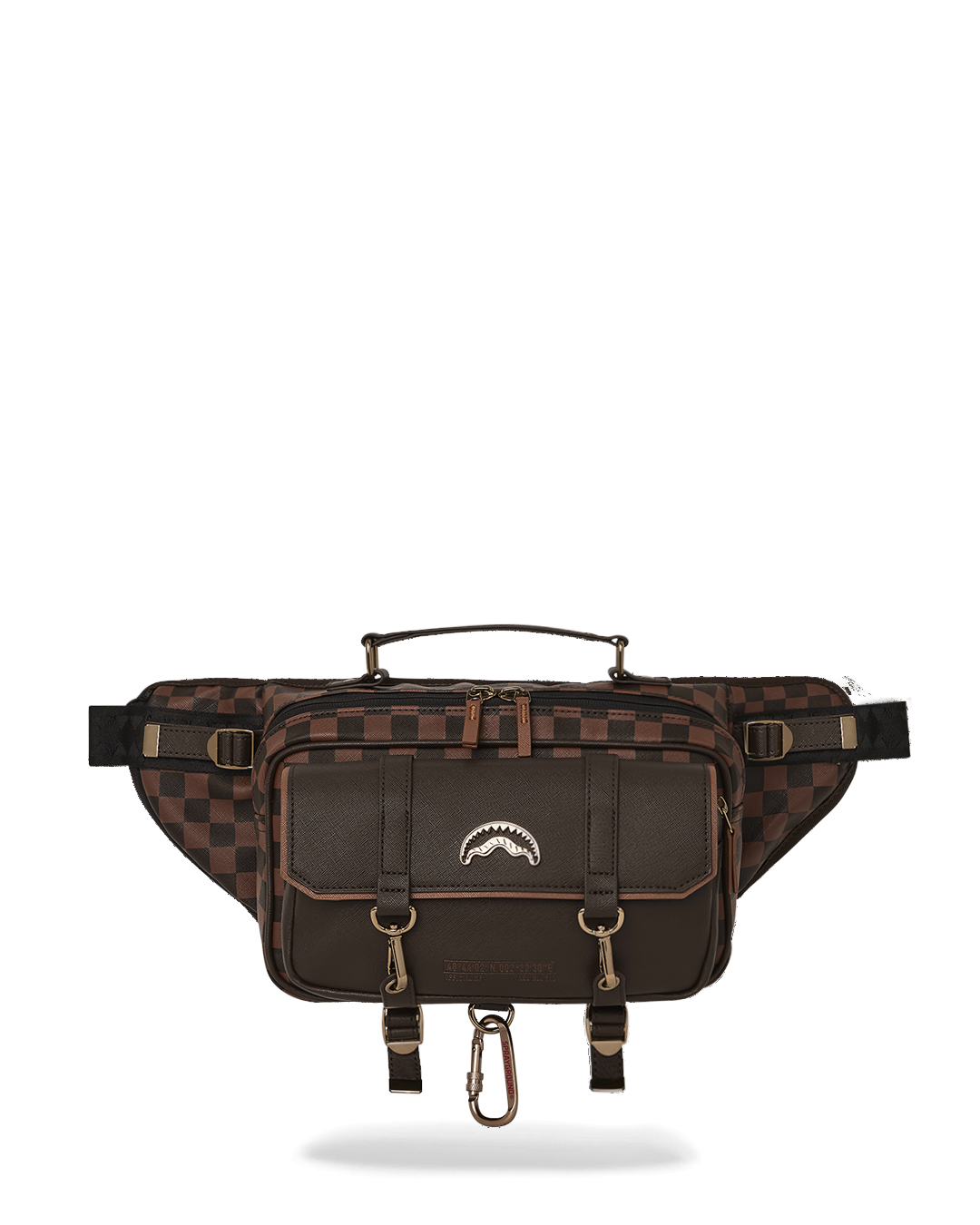Front view of the vegan leather crossbody bag with adjustable strap and zipper compartments