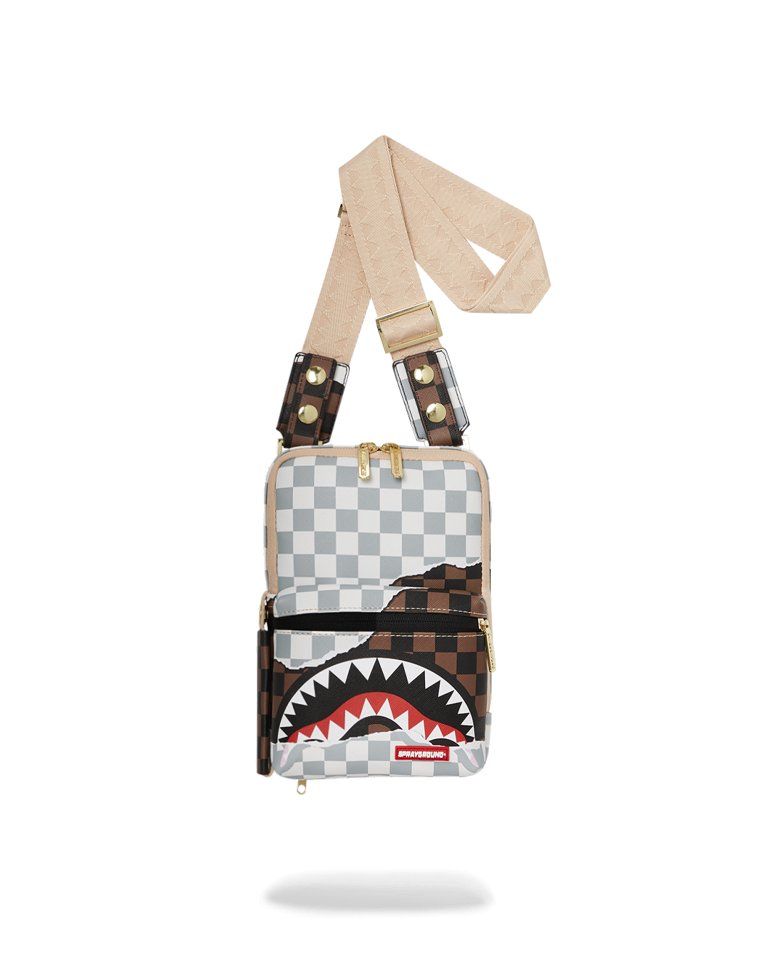 Close-up of the faux leather crossbody sling bag showing zipper detail and adjustable strap