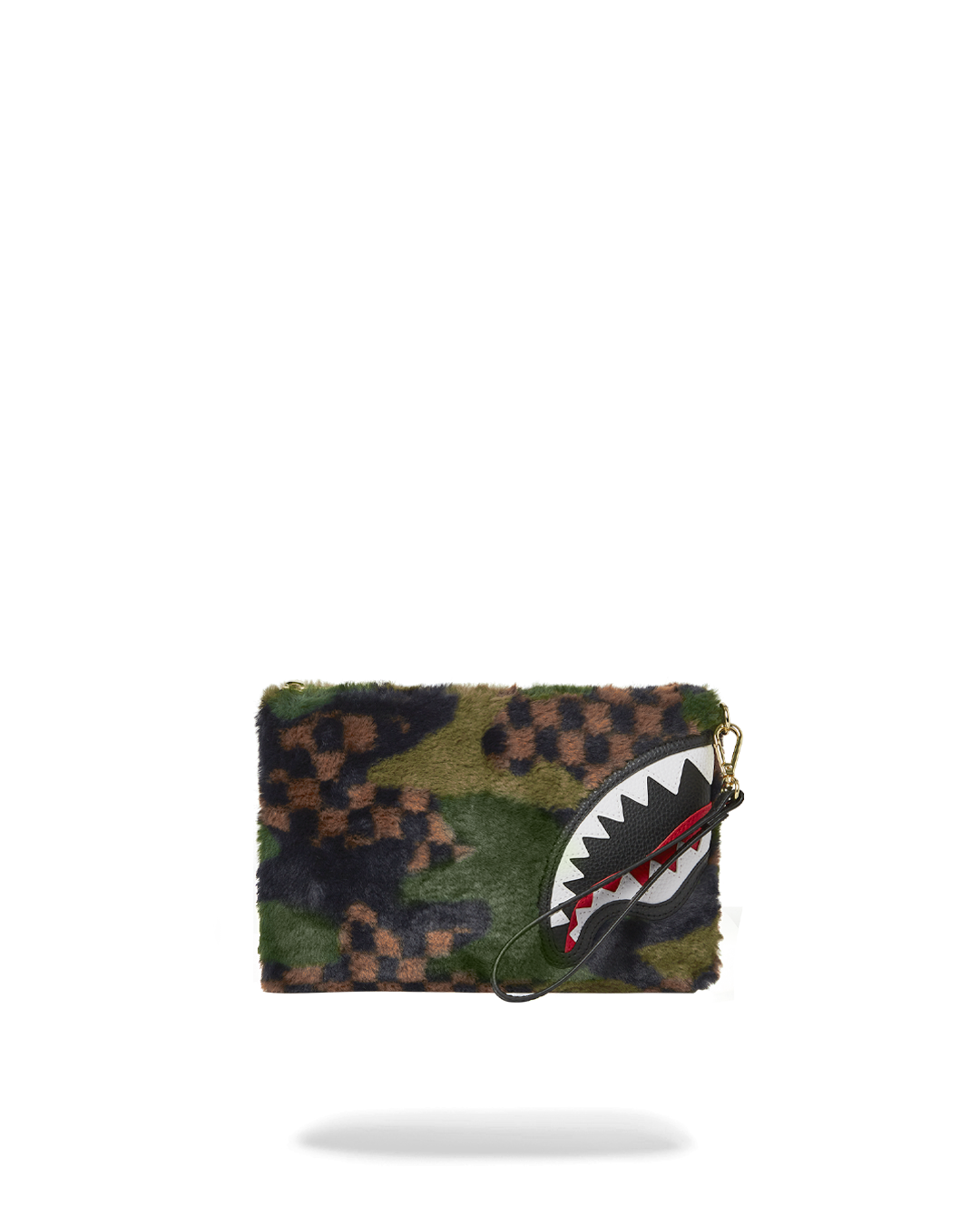 Front view of Big Sky faux leather crossover clutch with wristlet strap