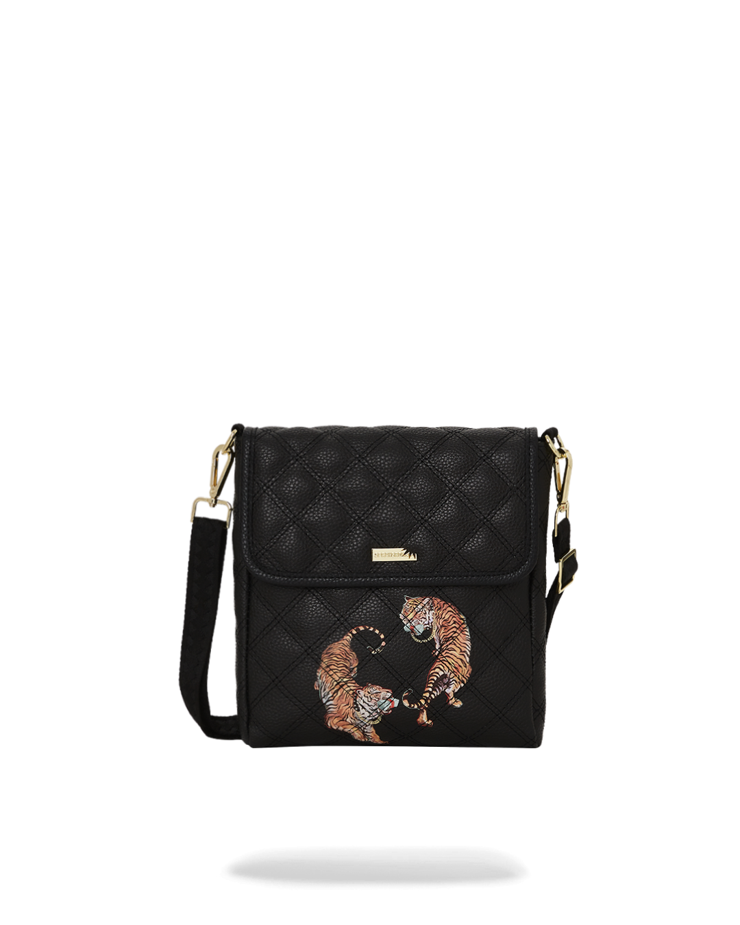 Tiger Stripe Leather Crossbody Sling Bag with adjustable strap