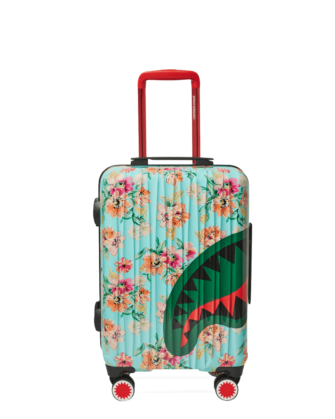 Front view of Sharknautics hardshell carry-on luggage showcasing its design.
